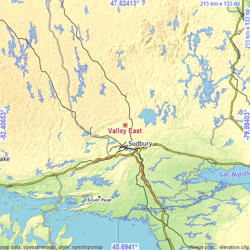 Topographic map of Valley East