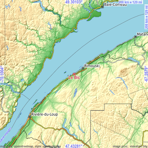 Topographic map of Le Bic