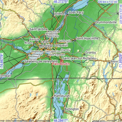 Topographic map of Parc-Boutin