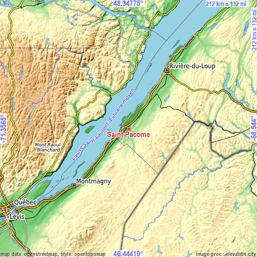 Topographic map of Saint-Pacôme