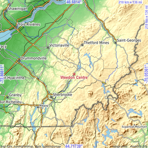Topographic map of Weedon Centre