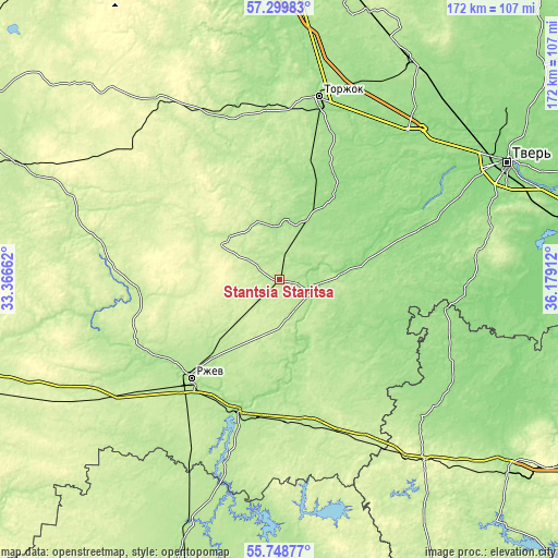 Topographic map of Stantsia Staritsa