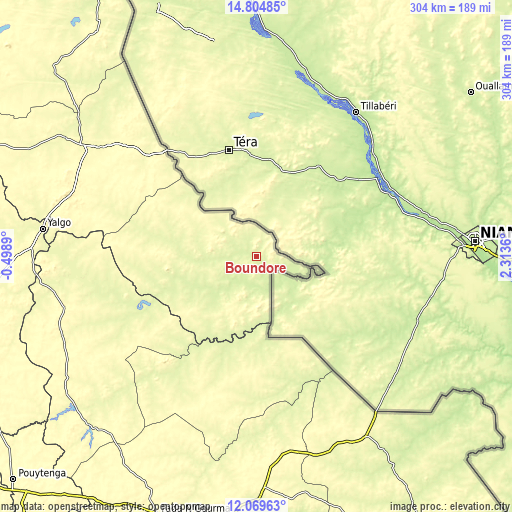 Topographic map of Boundoré