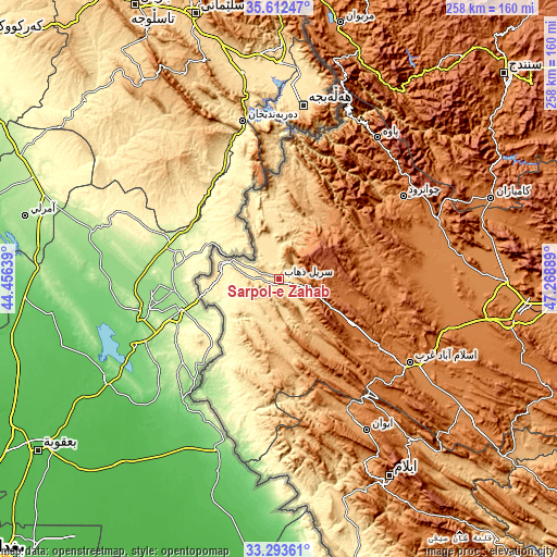 Topographic map of Sarpol-e Z̄ahāb