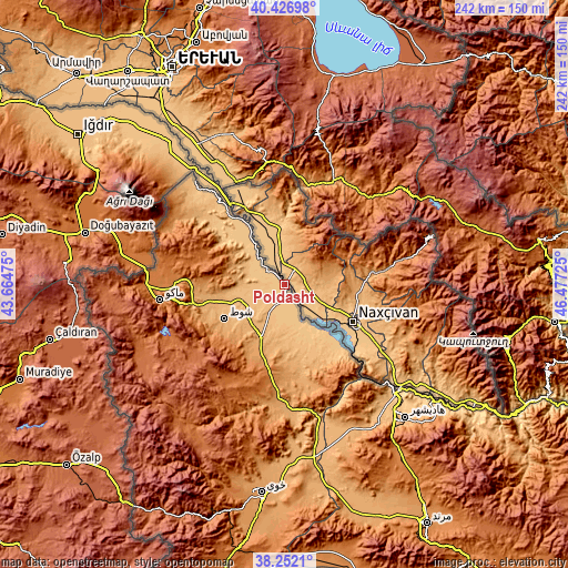 Topographic map of Poldasht