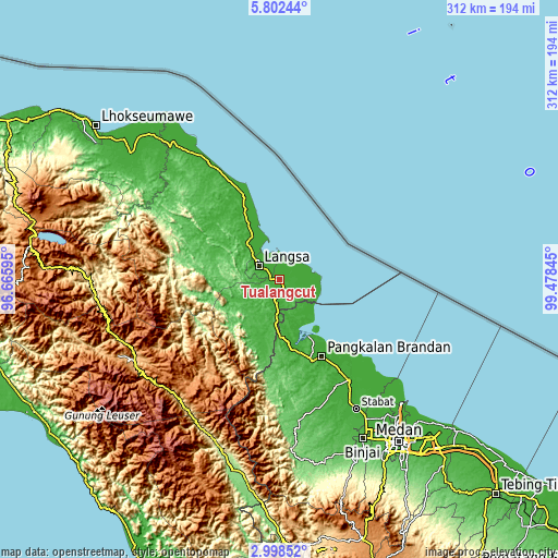 Topographic map of Tualangcut