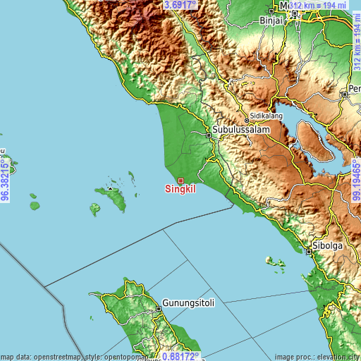 Topographic map of Singkil