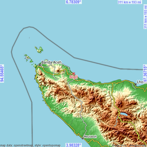 Topographic map of Sigli