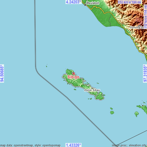 Topographic map of Sibigo