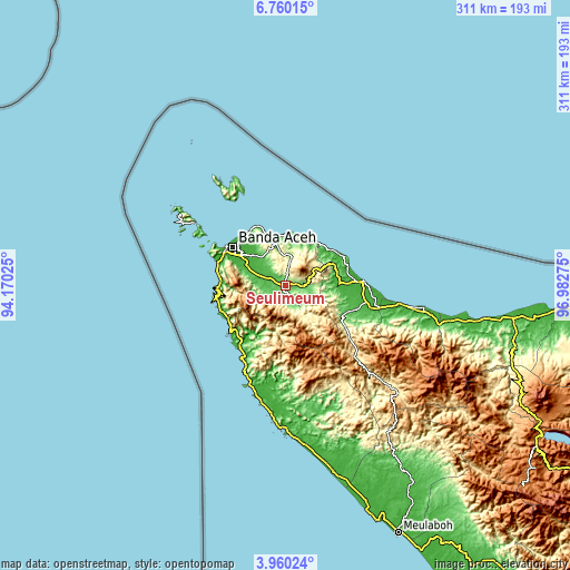 Topographic map of Seulimeum