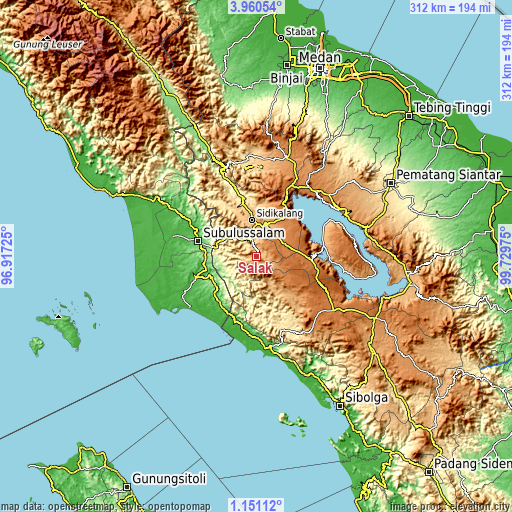 Topographic map of Salak