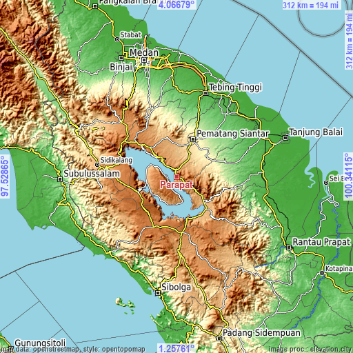 Topographic map of Parapat