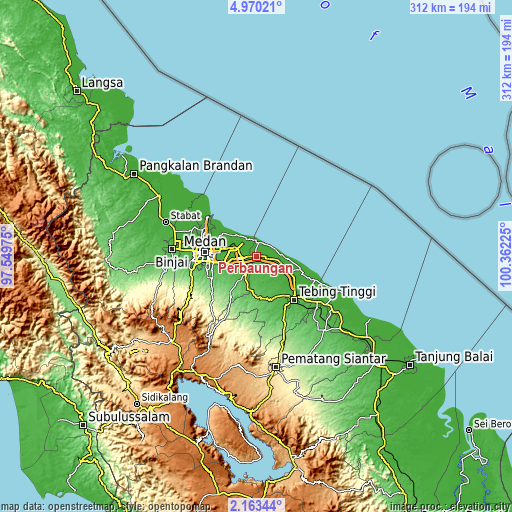 Topographic map of Perbaungan