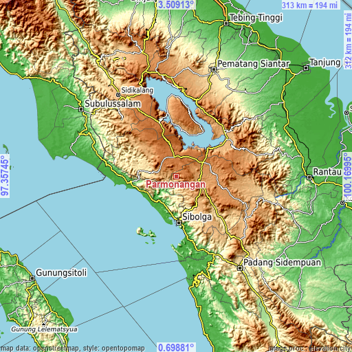 Topographic map of Parmonangan