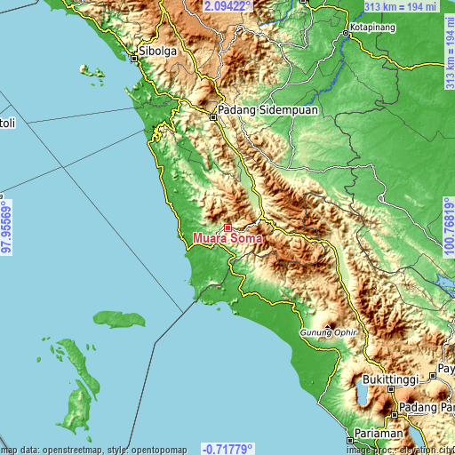 Topographic map of Muara Soma