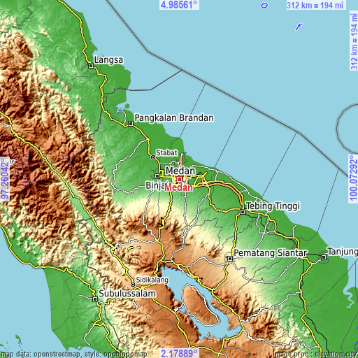 Topographic map of Medan