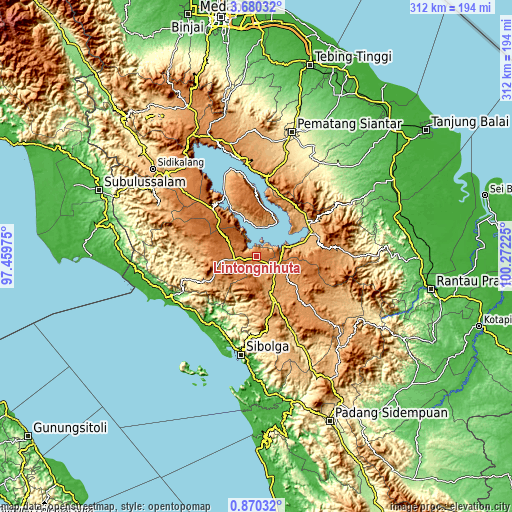 Topographic map of Lintongnihuta