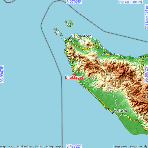 Topographic map of Lhokkruet