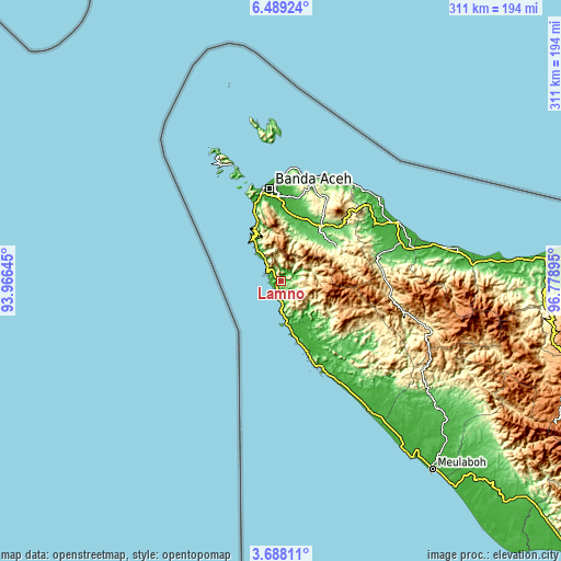 Topographic map of Lamno