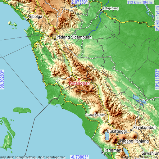 Topographic map of Kotanopan