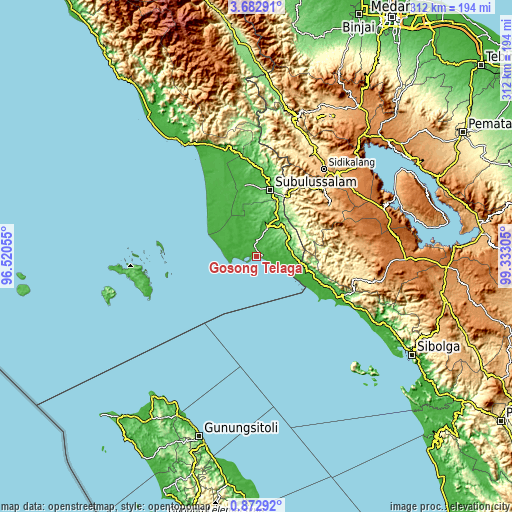 Topographic map of Gosong Telaga
