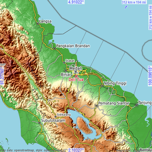Topographic map of Deli Tua