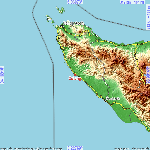 Topographic map of Calang