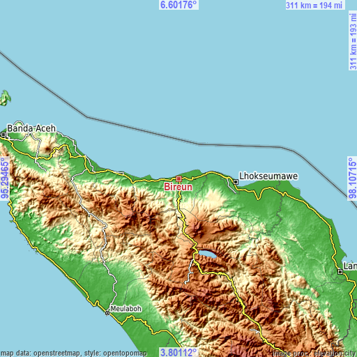 Topographic map of Bireun