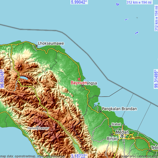 Topographic map of Bayeuen