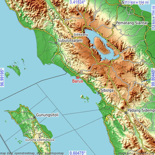 Topographic map of Barus