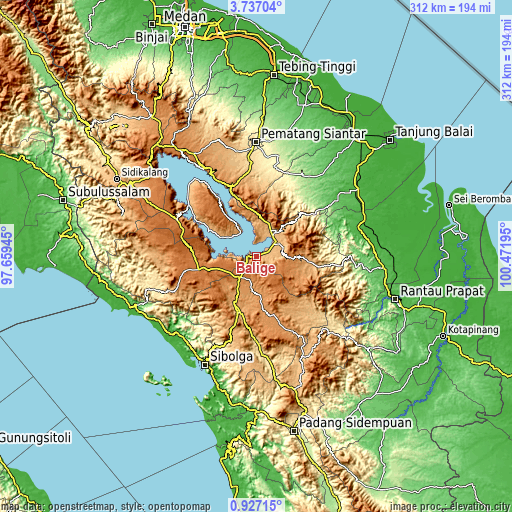 Topographic map of Balige