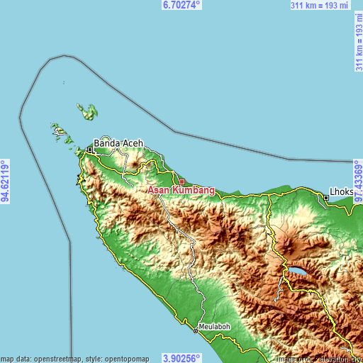 Topographic map of Asan Kumbang