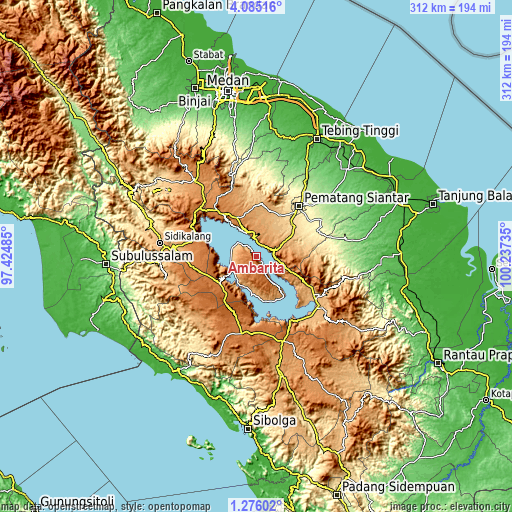 Topographic map of Ambarita