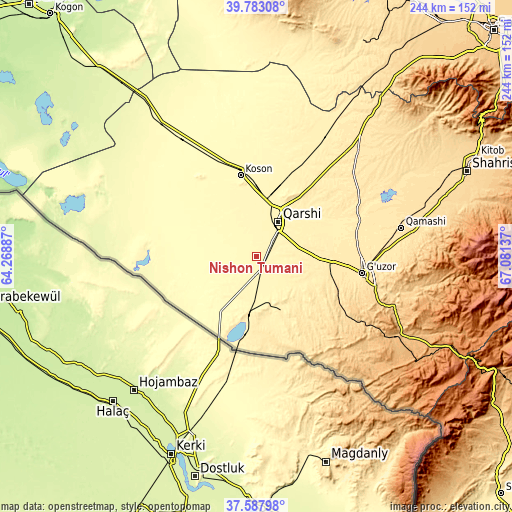 Topographic map of Nishon Tumani
