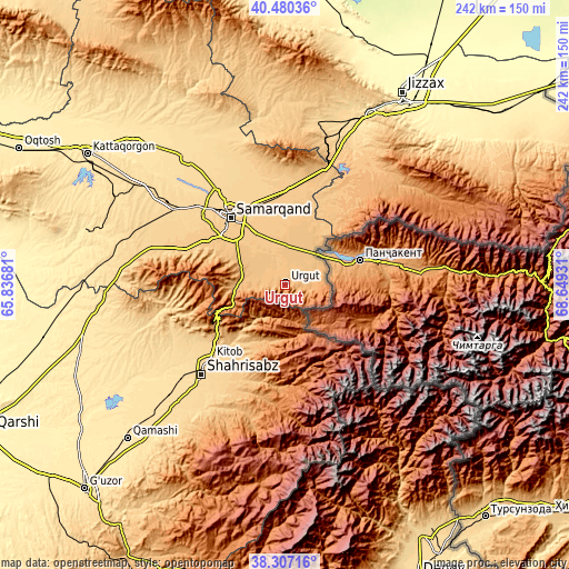 Topographic map of Urgut