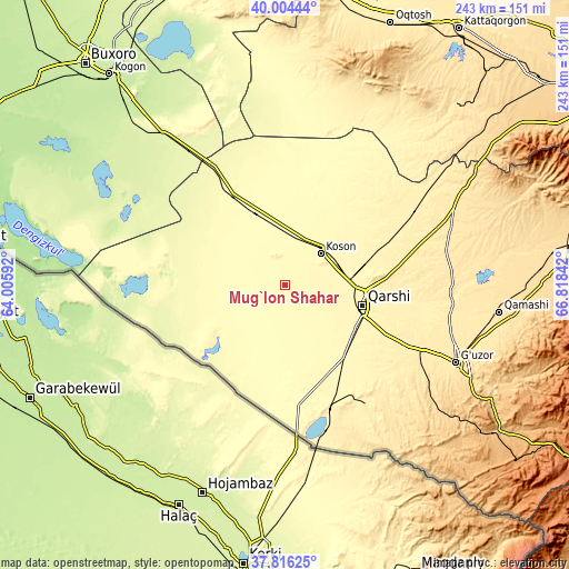 Topographic map of Mug‘lon Shahar