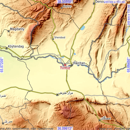 Topographic map of Tirmiz
