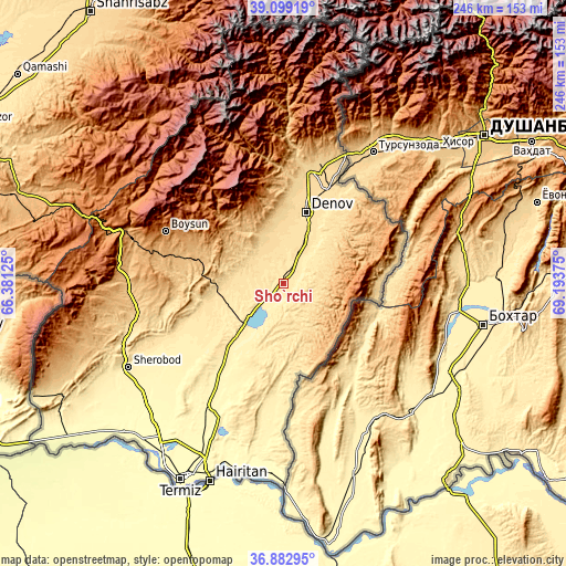 Topographic map of Sho‘rchi