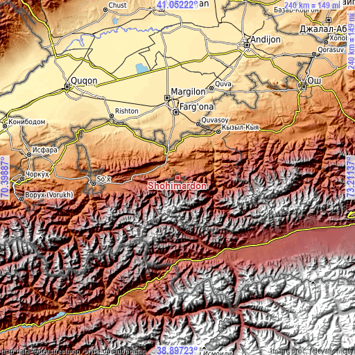 Topographic map of Shohimardon