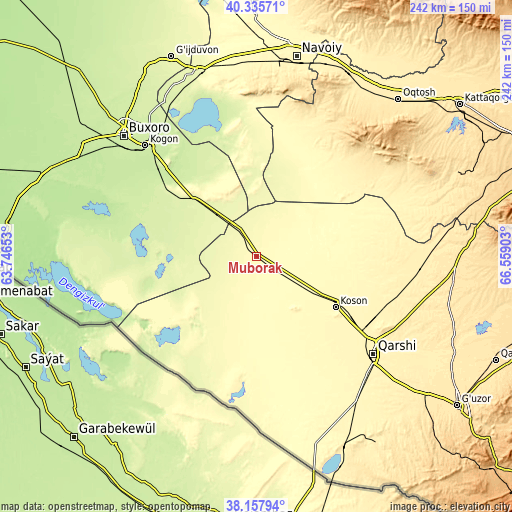 Topographic map of Muborak