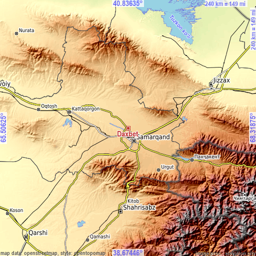 Topographic map of Daxbet