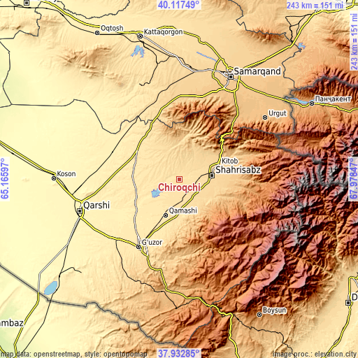Topographic map of Chiroqchi