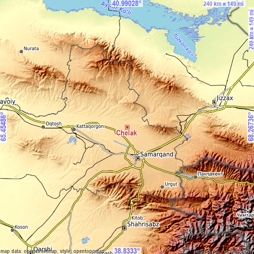 Topographic map of Chelak