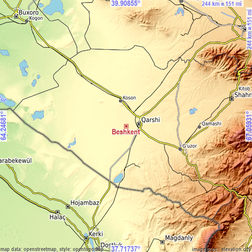 Topographic map of Beshkent