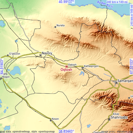 Topographic map of Oqtosh