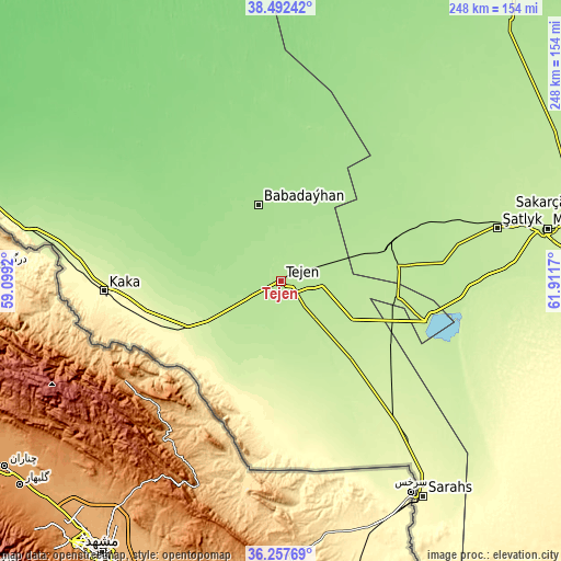Topographic map of Tejen