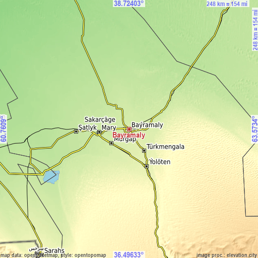 Topographic map of Bayramaly