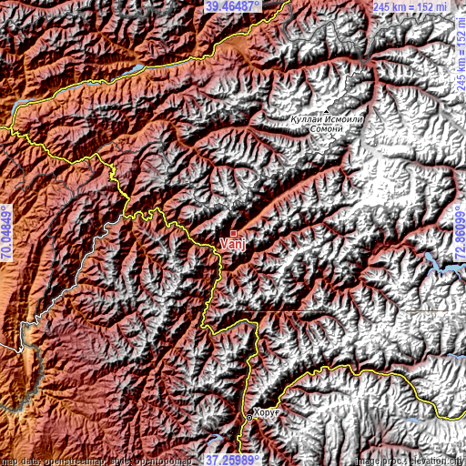 Topographic map of Vanj