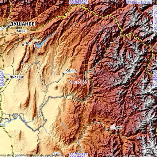Topographic map of Shŭrobod