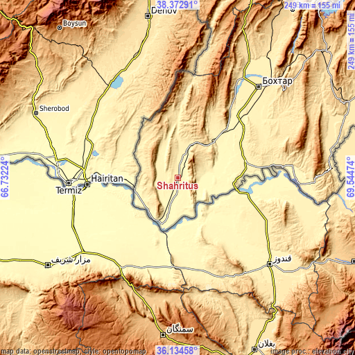 Topographic map of Shahritus